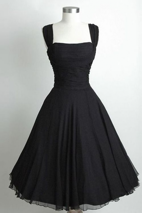 Square A-line Prom Dress, Short Black Homecoming Dress