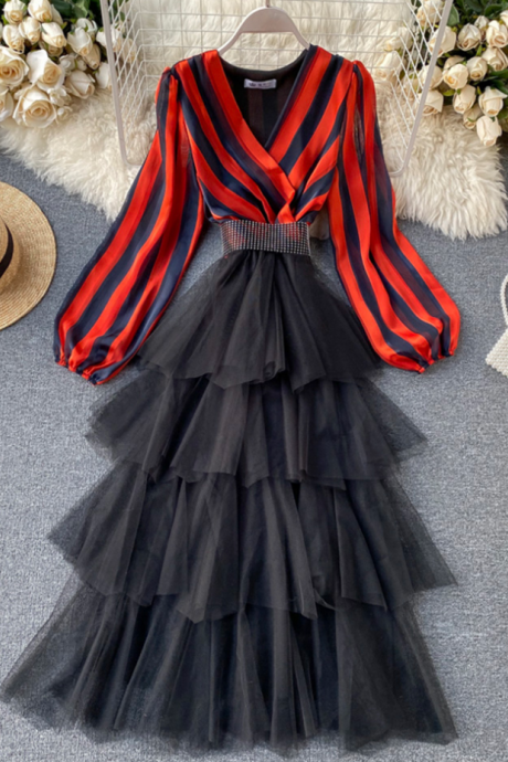 Stylish Striped Irregular Dress