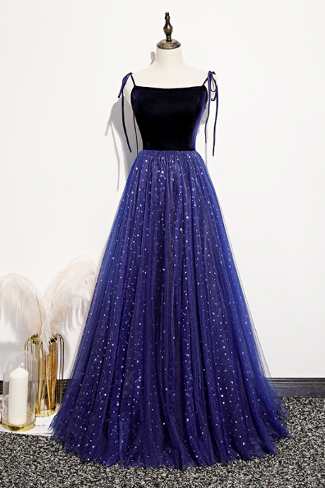 A-line Tulle Formal Dresses With Velvet