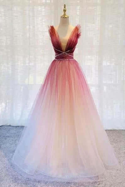 Tulle Deep V-neckline Style Party Dress