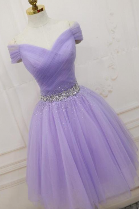 Light Purple Knee Length Homecoming Dress, Short Prom Dress