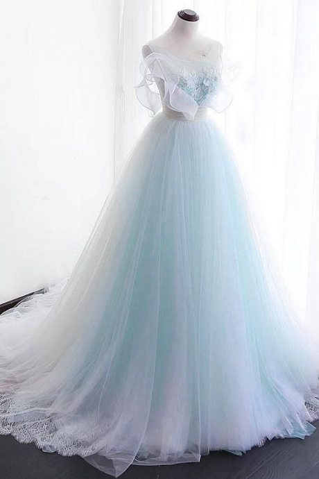 Beauty Mermaid Tulle Prom Dress,appliques Prom Dress