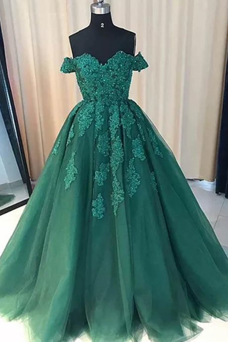 Popular Green Prom Dress Modest Prom Dress