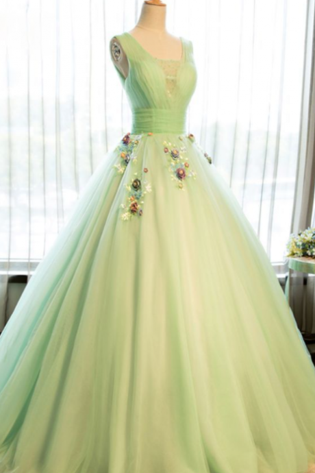 Beautiful A Line Tulle Long Prom Dress