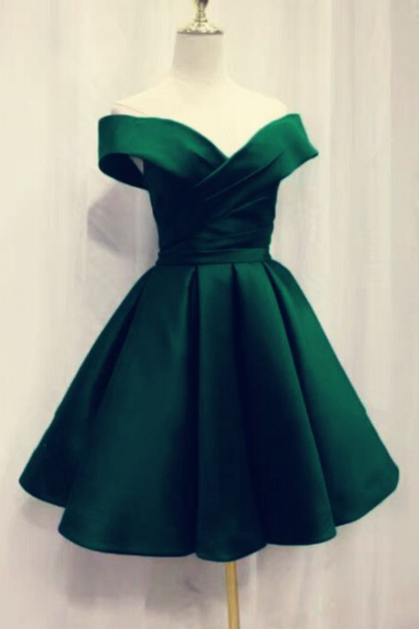 Off-the-shoulder Homecoming Dresses,green A-line Stain Dresses