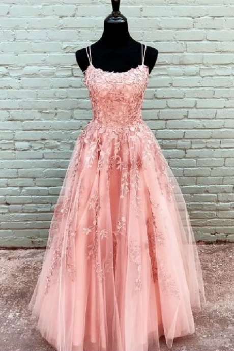 Elegant Floor Length Tulle Lace Prom Dresses Ball Gown Dress