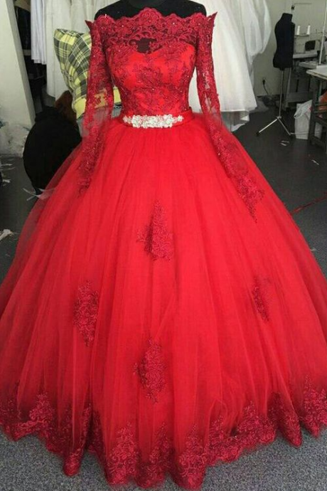 Ball Gown Red Prom Dress, Red Custom Dress, Red Gothic Wedding Dress
