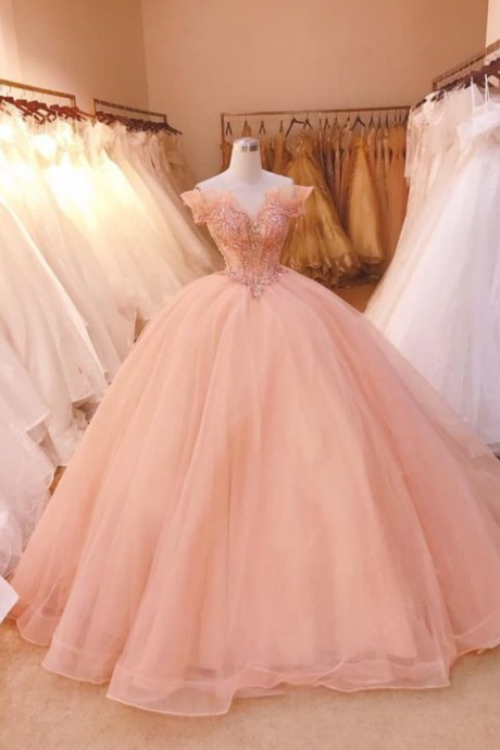 Elegant Off The Shoulder Ball Gown Long Prom Dress,wedding Dress