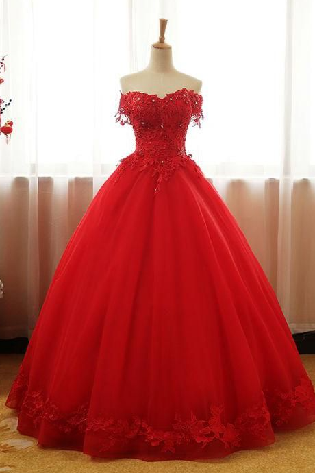 A-line Quinceanera Tulle Prom Dress Evening Dress