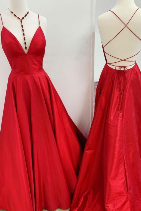 A Line Red Long Prom/evening Dress