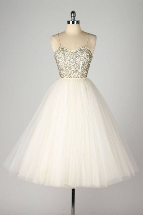 A-line Short Tulle Dress With Sequin Homecoming Dress