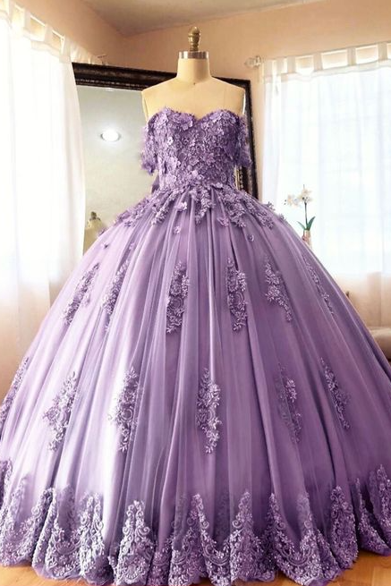 Off Shoulder Lace Ball Gowns Quinceanera Dresses