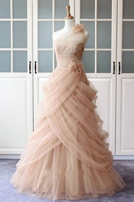 Tulle Ruffles Long Prom Dress Sexy Evening Dresses