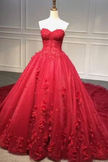 Ball gown wedding dress Red Junior Prom Dress