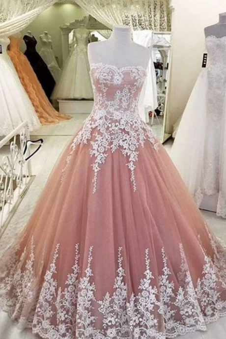 Charming Pink Prom Dress Long Prom Dress With Lace