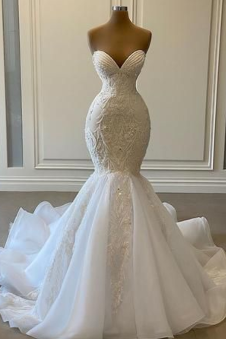 Mermaid Lace Wedding Dress Long Bridal Gowns