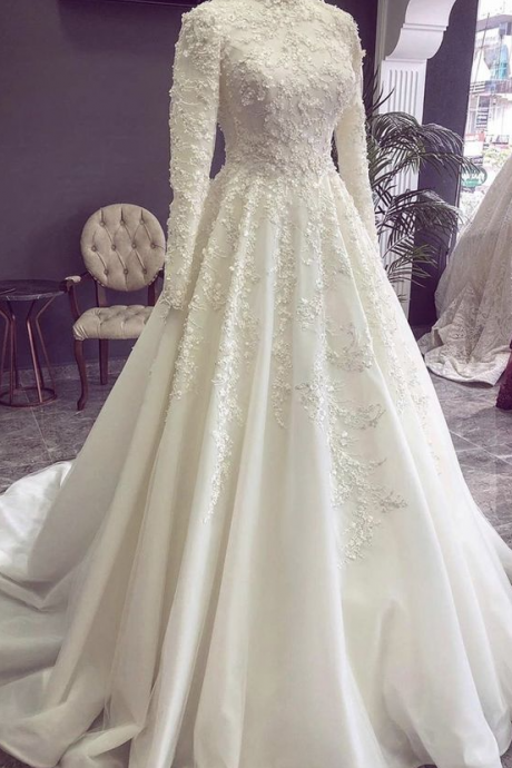 A-line Long Prom Dress Evening Dress Wedding Dress