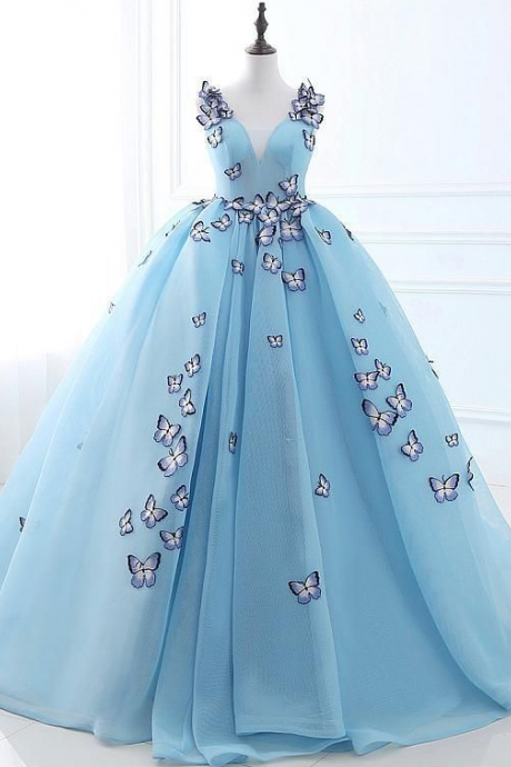 Beauty Blue Long Prom Dress, Sexy Evening Dress