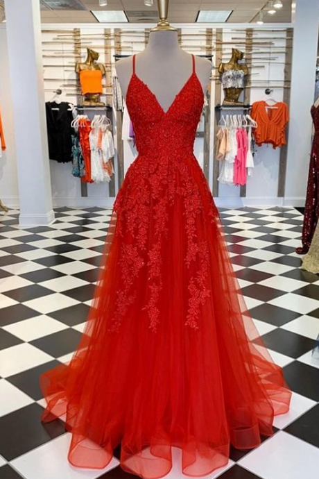 Spaghetti Straps A-line Prom Dress