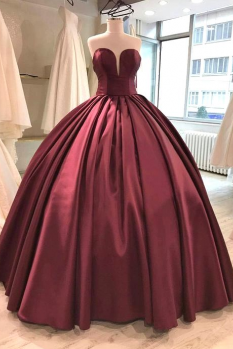 simple prom dress, burgundy prom dress, long prom dress