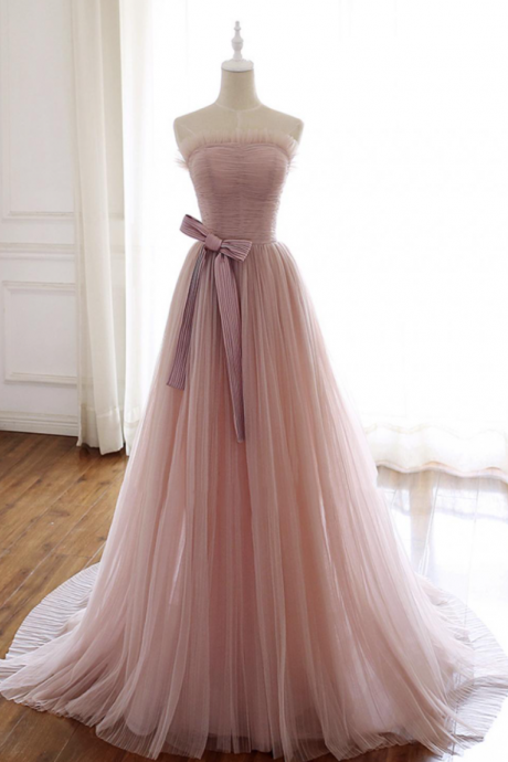 A Line Prom Dress Pink Evening Dress