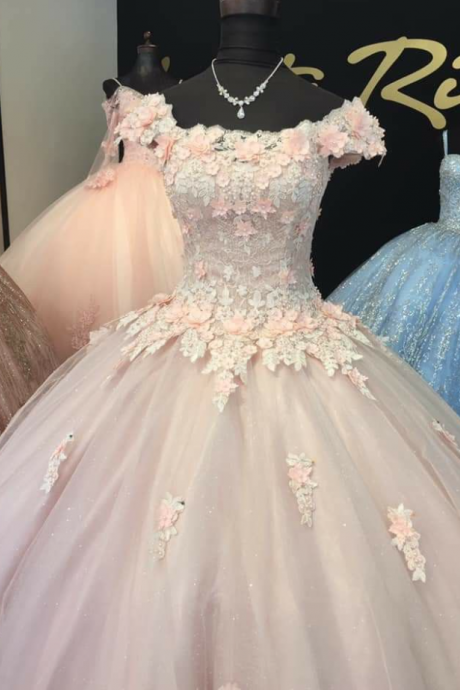 Pink A Line Ball Gown Prom Gown