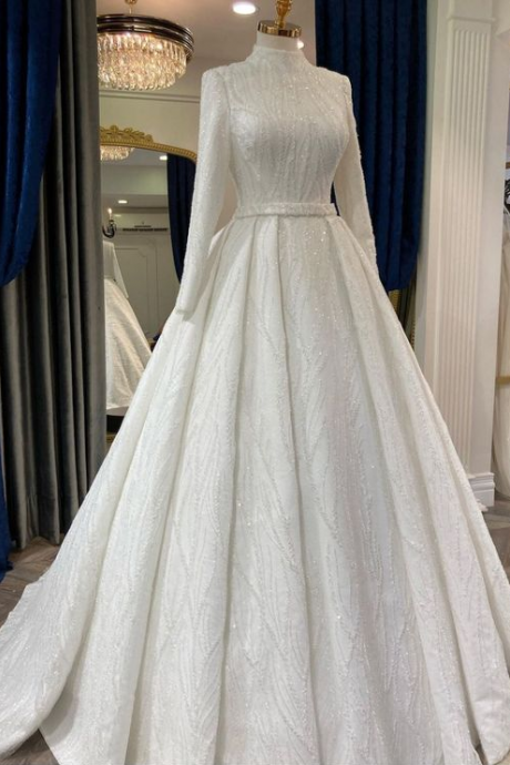 A Line Wedding Dress Tulle Long Prom Dress Evening Dress