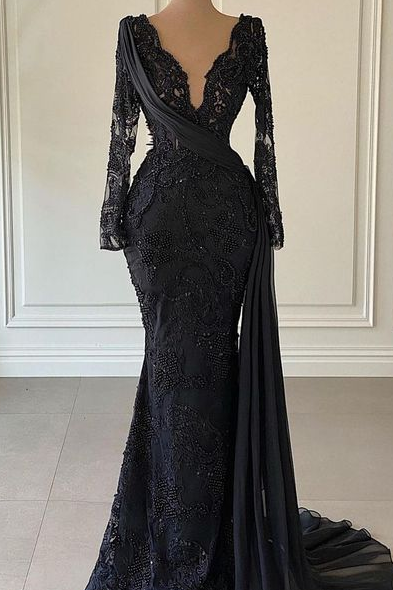 Long Prom Dress Black Evening Formal Dress