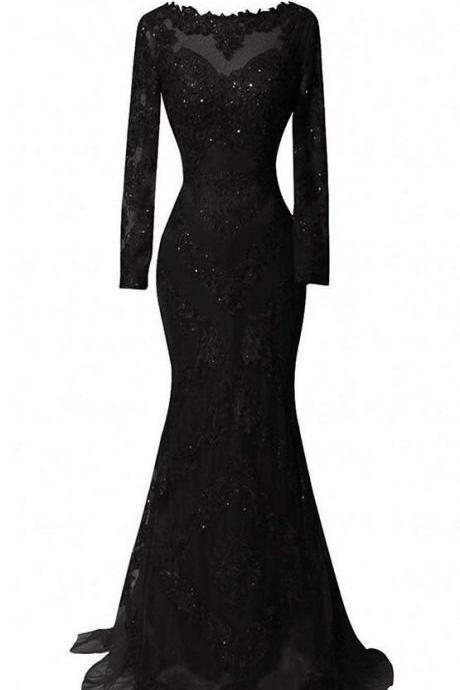 Black Long Prom Dress With Lace