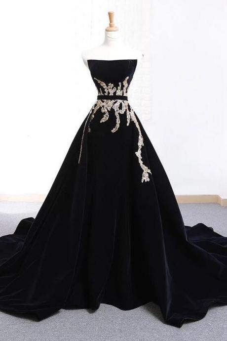 Black Long Prom Dress, Evening Dress With Lace