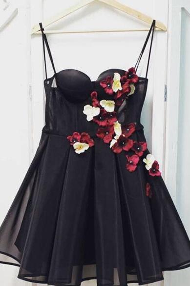 Sweetheart Neck Black Tulle Hort Prom Dress