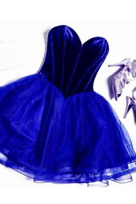 Royal Blue Tulle Short Prom Dress