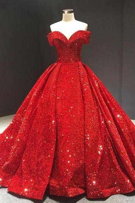 Off Shoulder Princess Ball Gown Prom Dresses