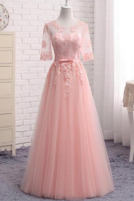 A Line Pink Bridesmaid Dresses