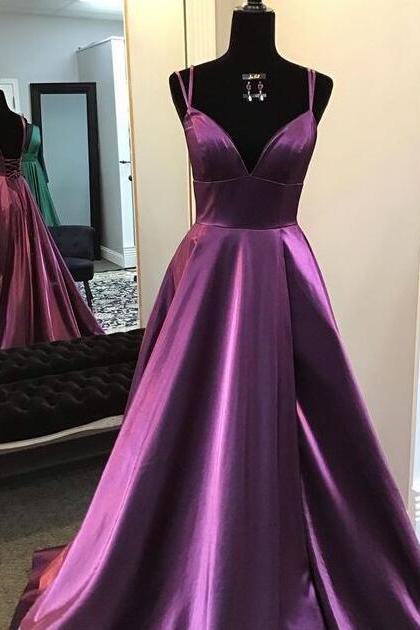 Sexy Plum Long Prom Dress With Empire