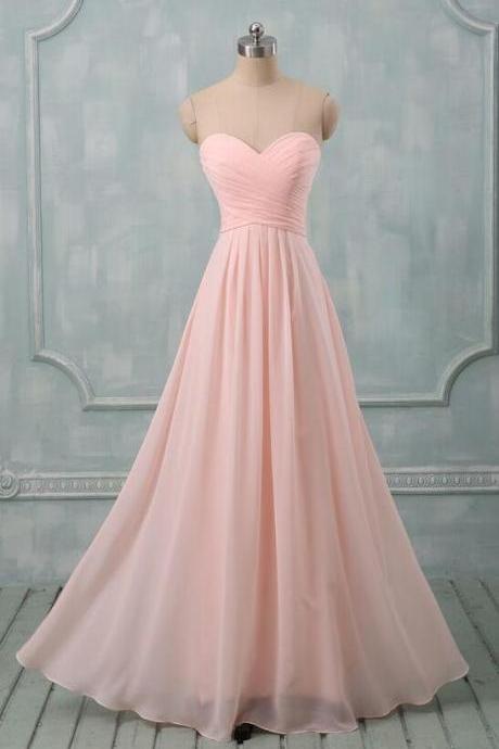 Simple Pink Chiffon Bridesmaid Dresses