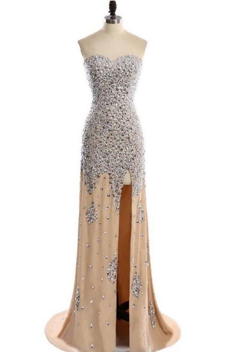 Sweetheart Long Prom Dress ,luxury Beading Prom Dress