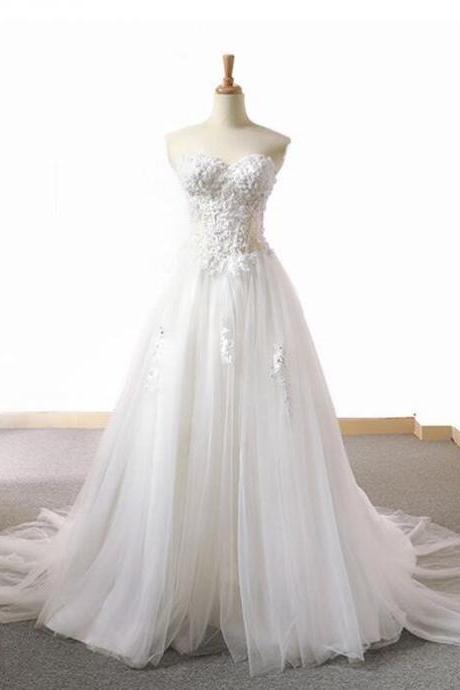 Sweetheart Tulle Lace Long Wedding Dress