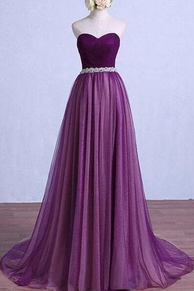Sweetheart Long Wedding Party Dress With Belt