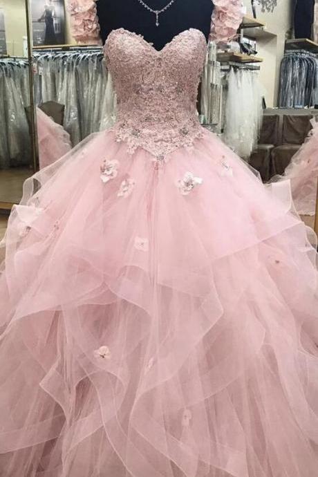 A Line Prom Gown Pink Evening Dress