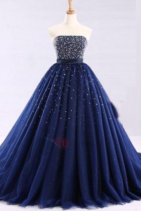 Floor-length Ball Gown Beaded Quinceanera Dress
