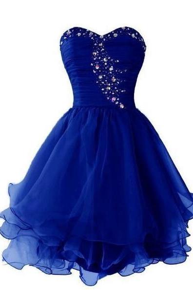 Royal Blue Short Homecoming Dresses With Beads