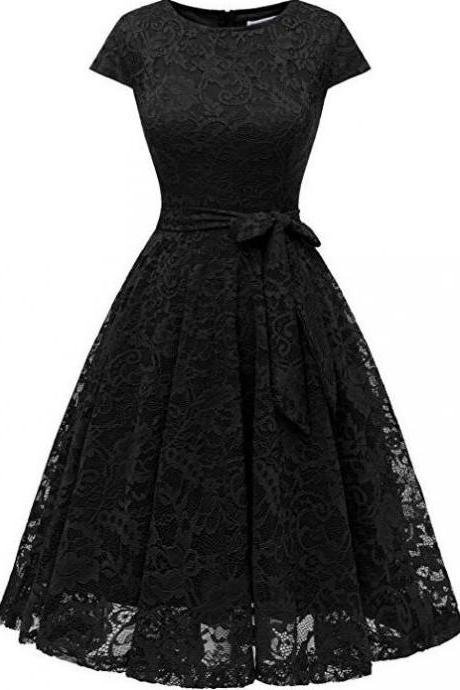 Cute Black Lace Short Homecoming Dress