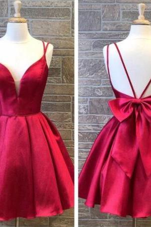 Double Straps Homecoming Dress,satin Homecoming Dress