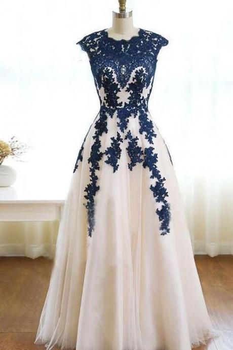 A-line Lace Applique Prom Dress