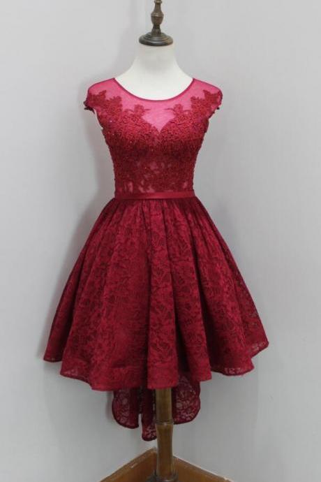 High Low Burgundy Prom Homecoming Dresses