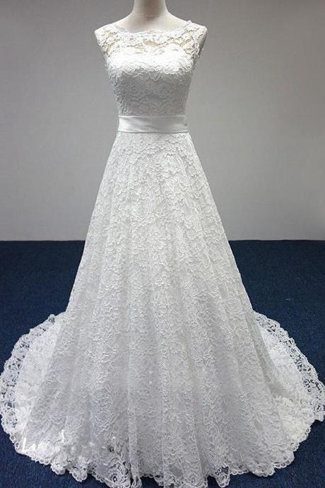 Mermiad Lace Train Bridal Gown Lace Prom Dress