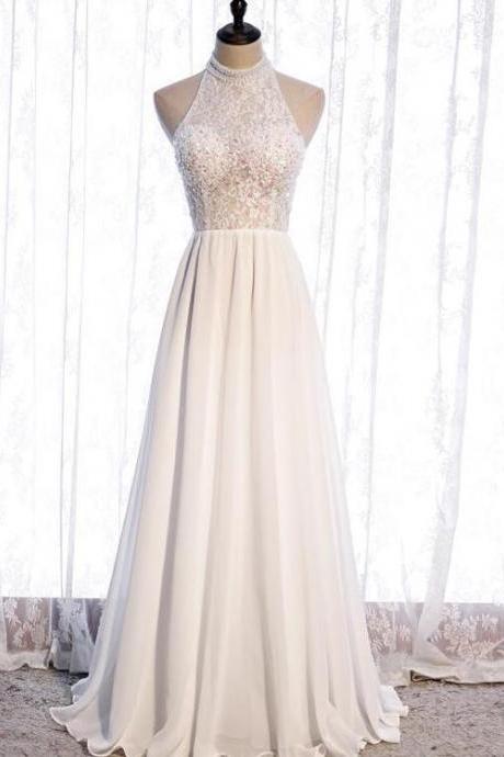 Halter A-line Chiffon Prom Dress, Style Party Dress