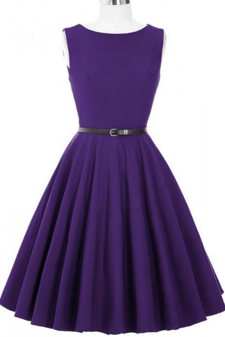 Cute Sleeveless Purple Vintage Short Prom Dress
