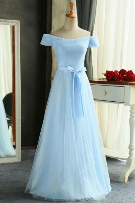 Off Shoulder Light Blue Prom Dress,tulle Prom Dresses,a-line Prom Dress